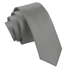 Platin schmale Krawatte Satin schlicht einfarbig Herren formell Hochzeit Krawatte von DQT