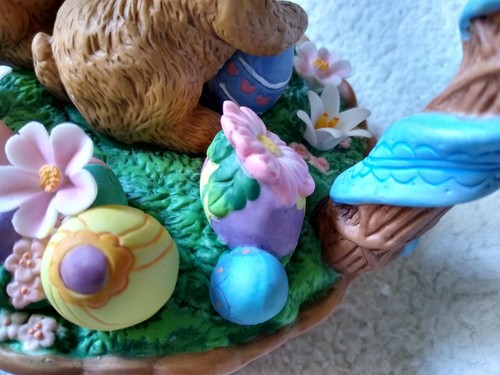 Beautiful Porcelain Easter Basket w/2 Bunnies & Flowered Handle 9"x4" w/Box - Picture 12 of 12