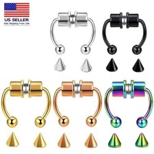 Non-piercing Stainless Steel Fake Nose Septum Magnetic Nose Clicker Rings 316L