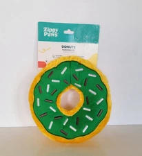 ZippyPaws Donutz Squeaker Plush Dog Toys Mint Chip Donutz Green 7" New