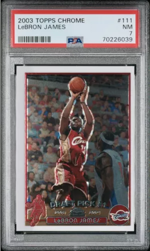 2003-04 TOPPS CHROME LEBRON JAMES #111 RC ROOKIE CARD PSA 7