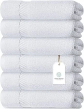 Luxury White Hand Towels -  Soft Cotton Supper Absorbent Hotel towel 6-Pk 16X30