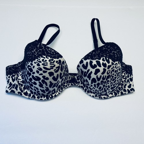 Victoria's Secret Lined Demi Bra Leopard Black Lace Size 34C - Picture 6 of 10