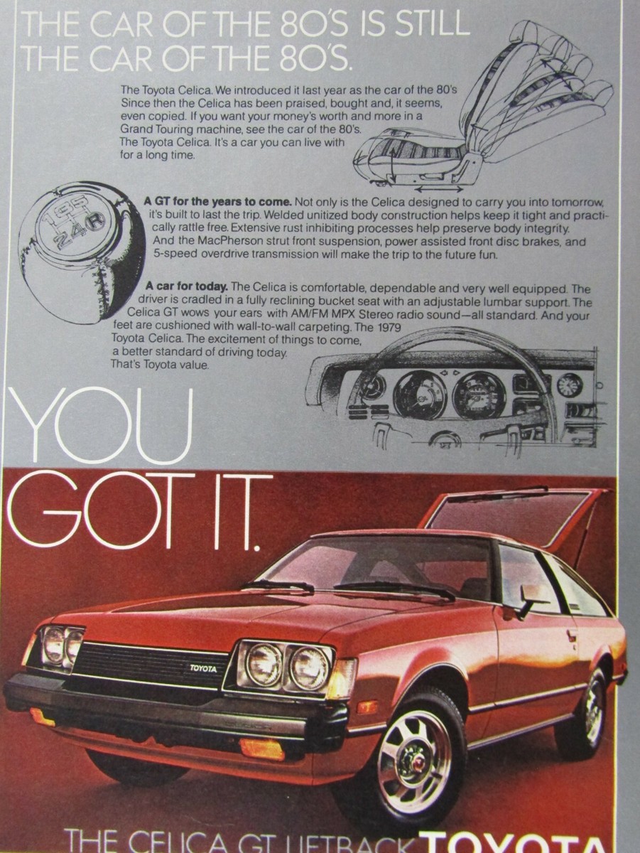 1979 Toyota Celica Car Of The 80s Vintage Original Print Ad 8.5 x