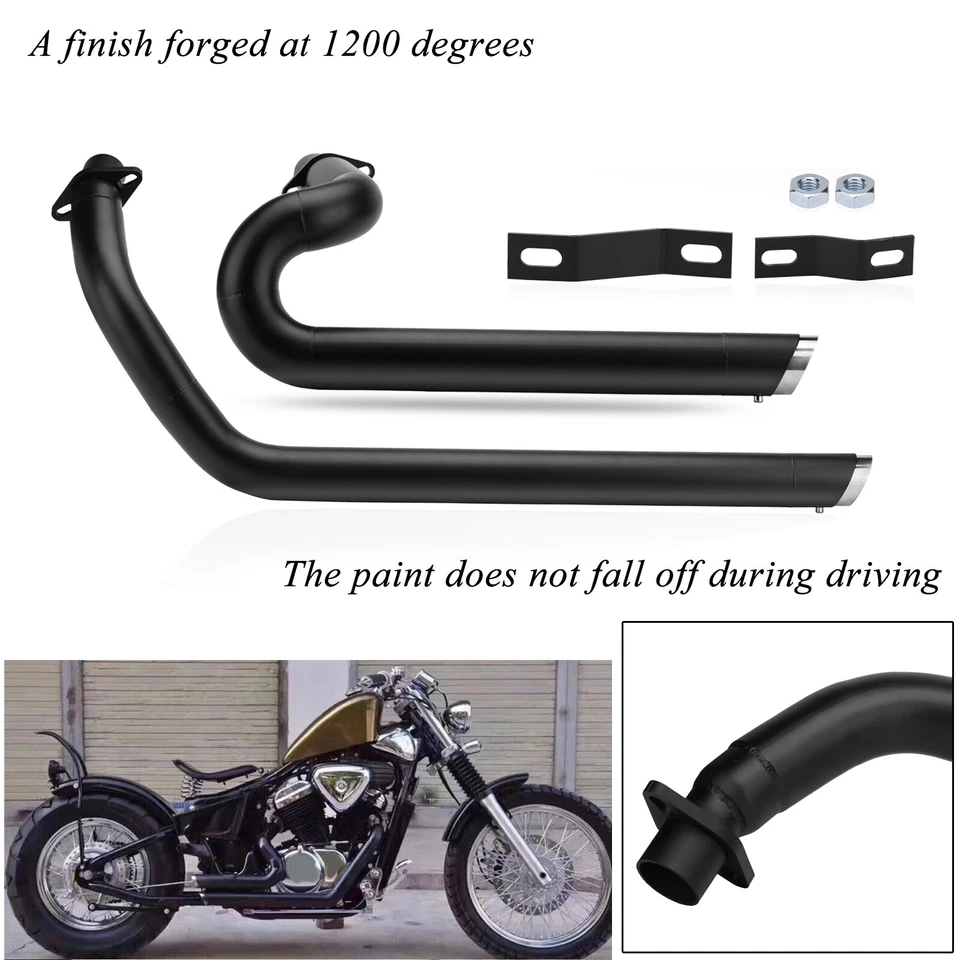 Shortshots Staggered Exhaust Pipes System Muffler For Honda Shadow VLX600 VT600C - Imagem 4 de 4