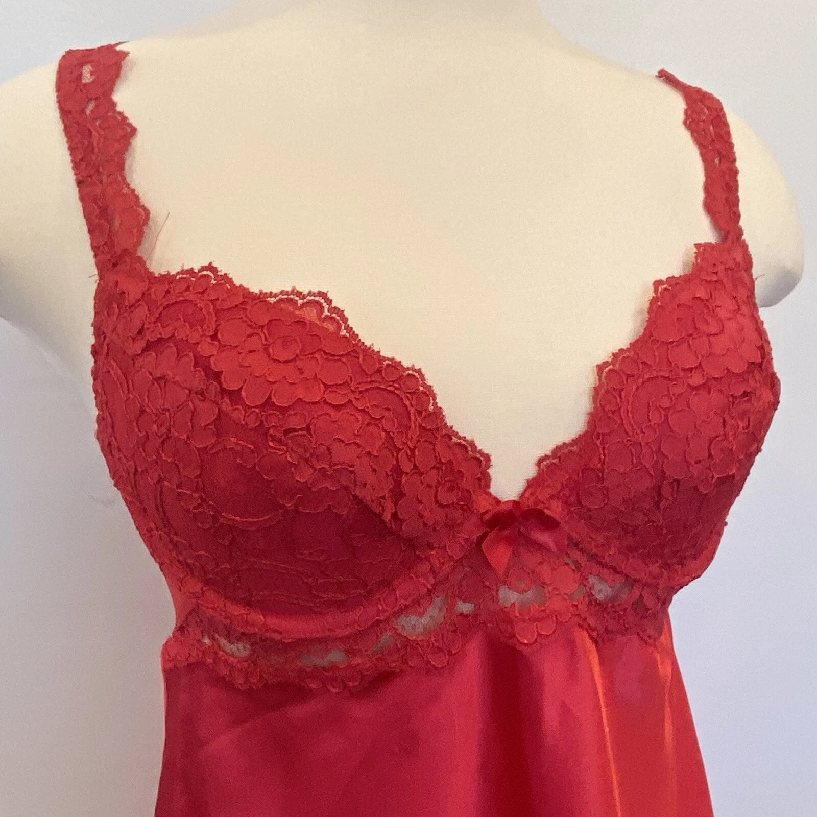UNDERCOVER Abito slip babydoll anni 90 Victoria’s Secret rosso ciliegia vintage reggiseno miracoloso
