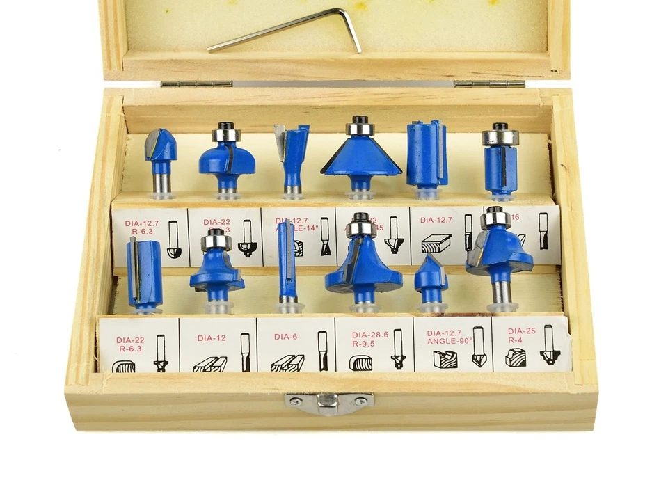 Holzfräser-Set 12-tlg 6mm Fräsersatz Fräser Oberfräser - Bild 2 von 3