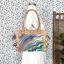 Missoni | Designer Colorful Abstract Striped Pvc Tan Zip Medium Shoulder Bag Guc