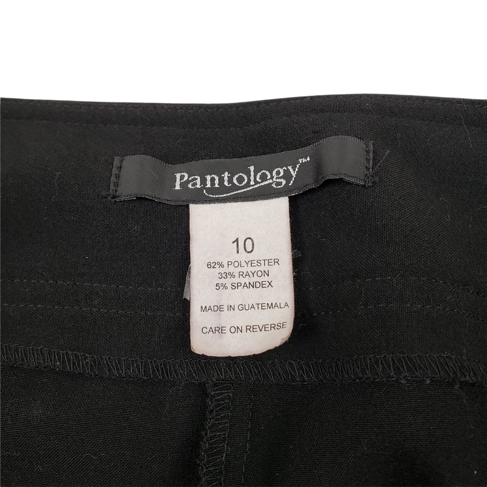 Pantalones para mujer Pantology talla 10 negros capri pierna ancha oficina informales Foto 3 de 4