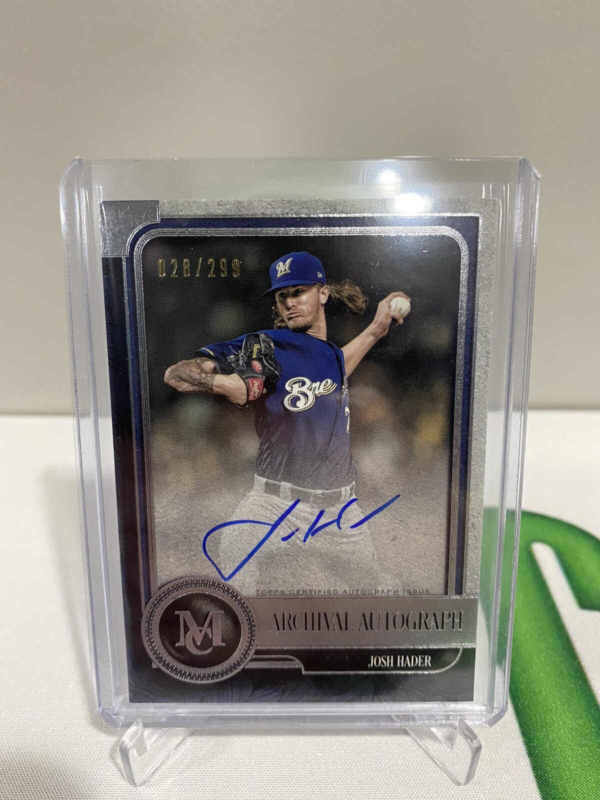 2019 Topps Museum Collection JOSH HADER Auto 28/299 - Milwaukee Brewers
