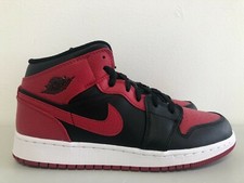 Nike Air Jordan 1 Mid GS Banned Black Gym Red White 554725-074 Size 7y