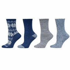 Cuddl Duds 4-Pair Boot Socks-Navy-Shoe Size 4-10-NIP
