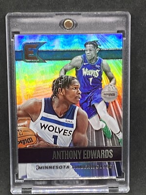 Anthony Edwards RARE HOLO FOIL REFRACTOR SSP INVESTMENT CARD PANINI MVP