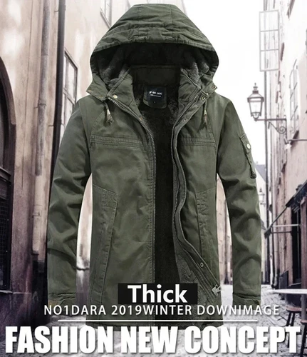Männer Gewaschte Baumwolle Dicke Fleece Casual Winter Warme Jacke Parkas Mantel - Bild 14 von 30