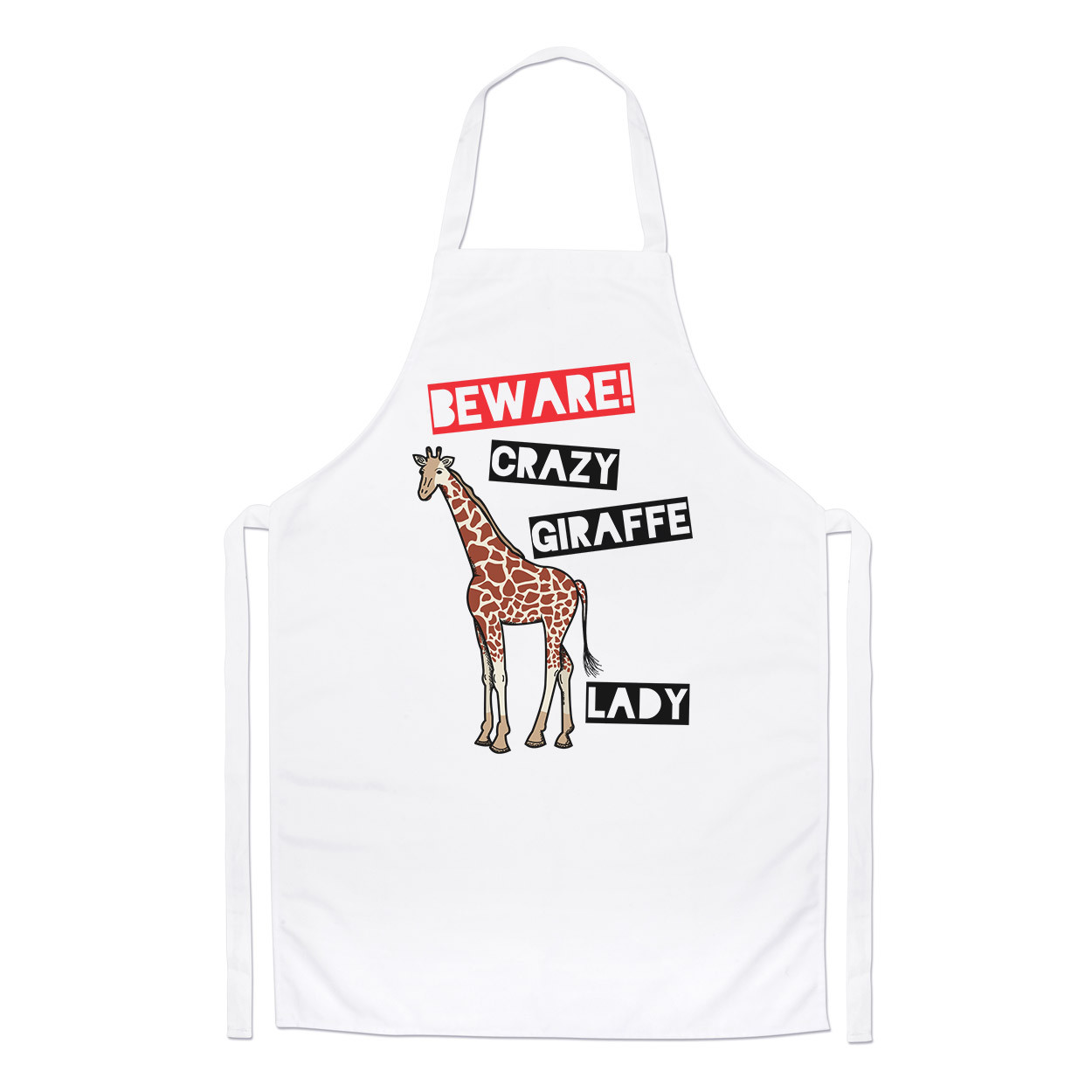 Beware Crazy Giraffe Lady Chefs Apron - Funny Cooking Animal