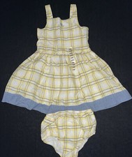 Image of BNWT RALPH LAUREN INFANT YELLOW BLUE CHECK 2 PIECE SUMMER DRESS AGE 18 MONTHS