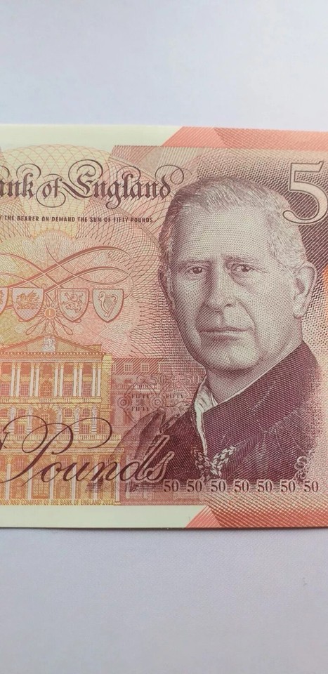Rarest Pound Notes New Uncirculated £50 Pound Note King Charles III Polymer Mint Extremely ...
