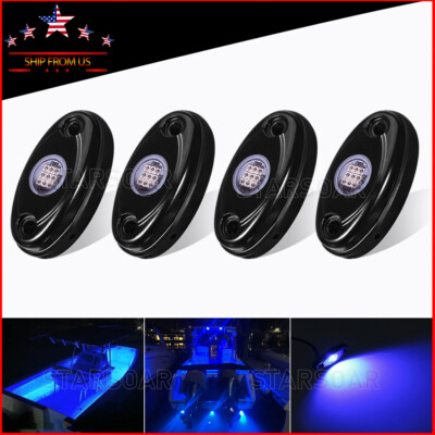 4X Marine Boat Blue LED Navigation Lights Deck Stern Transom Underwater Light 9W