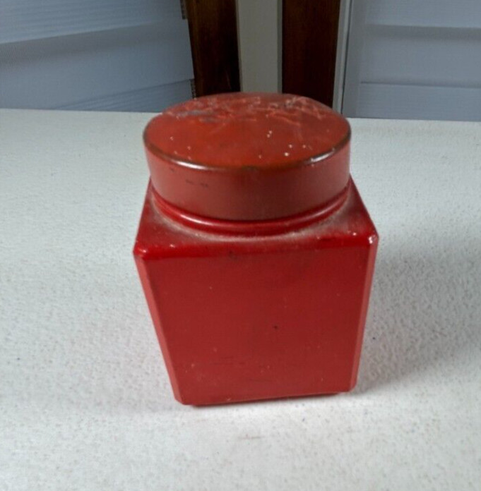 Vintage School Desk Ink Bottle Glass Red