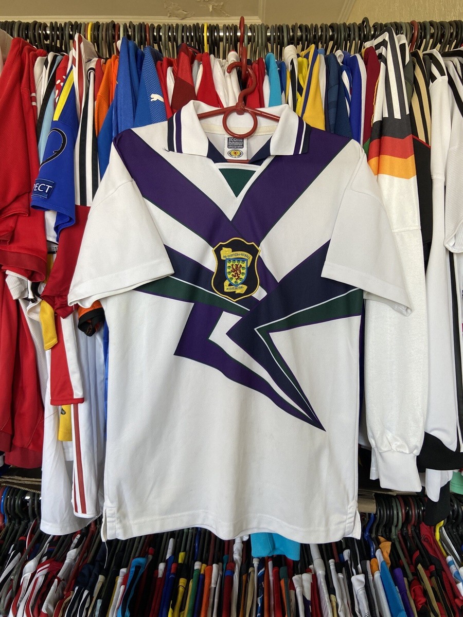 SCOTLAND 1994 1996 AWAY SHIRT JERSEY SCORE DRAW sz S MEN WHITE | eBay