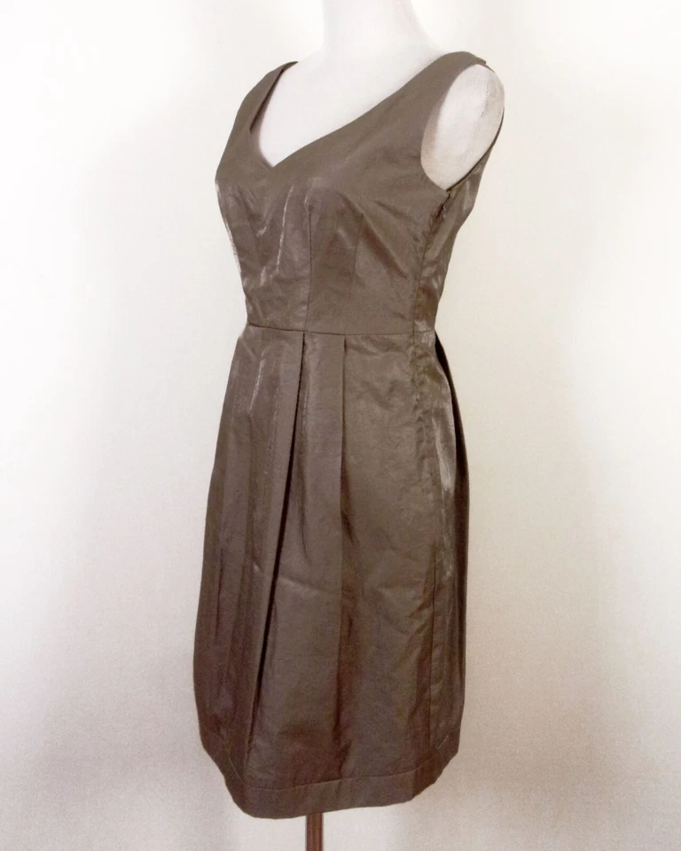 Usado en Excelente Condición Vestido Yoana Baraschi Anthropoogie Beige Brillante Cojo Hasta la Rodilla Plisado 4 Foto 3 de 4