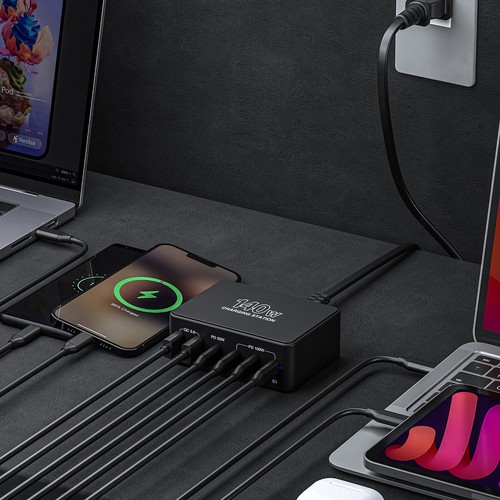 140W 6Ports USB Charger QC3.0/PD3.0/PPS/SCP/AFC 100W PD Fast Charging Station - 第 10/21 張圖片