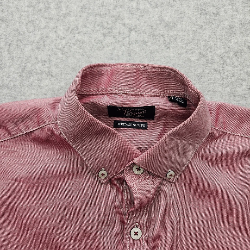 Penguin by Munsingwear Men's Size 16 Red Long Sleeve Button-Down Shirt - Image 3 of 4