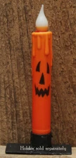 Halloween 6.5" Orange JACK-O-LANTERN TIMER Taper Candle - Grungy Dusted