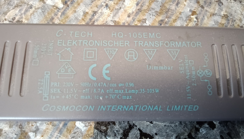1 Stück elektronischer Transformator, 220-240V, 12V/AC, 35-105W, dimmbar(Traf3) - Bild 2 von 4