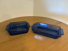 2 Anchor Hocking Cobalt Blue Baking Dishes 8x8 & 8x11.5"