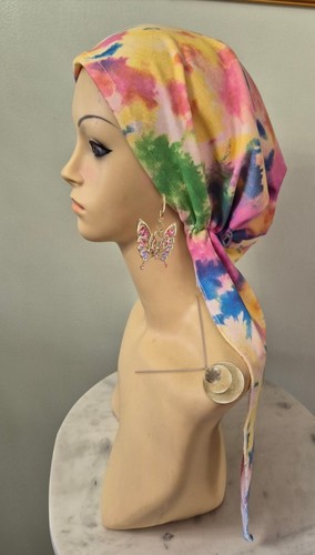Envoltura para el cabello bufanda de quimioterapia Michel preatada. Tela tie dye Head Covereing - Imagen 8 de 12