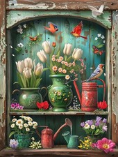 WUSARPLY Rustic Flowers Diamond Painting Kits for Adults, Bird YH006