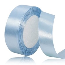 Light Blue Satin Ribbon 1 Inch x 25 Yards Solid Color Fabric Gift Wrapping