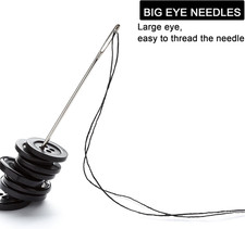 25 Large Eye Embroidery Needles, 5 Sizes Big Eye Hand Sewing Needles with Exq...