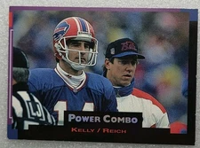 1993 Pro Set JIM KELLY FRANK REICH Buffalo Bills Power Combo Insert Card