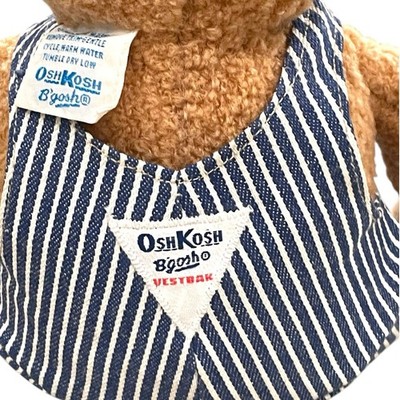 Vintage Eden Osh Kosh B'gosh Teddy Bear in Striped Overalls 11