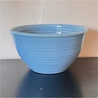 Bauer Blue Ceramic Mixing Bowl #18 Glossy Los Angeles Pottery Round