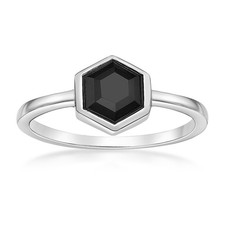 Sterling Silver Hexagonal Black Onyx Ring Size 6