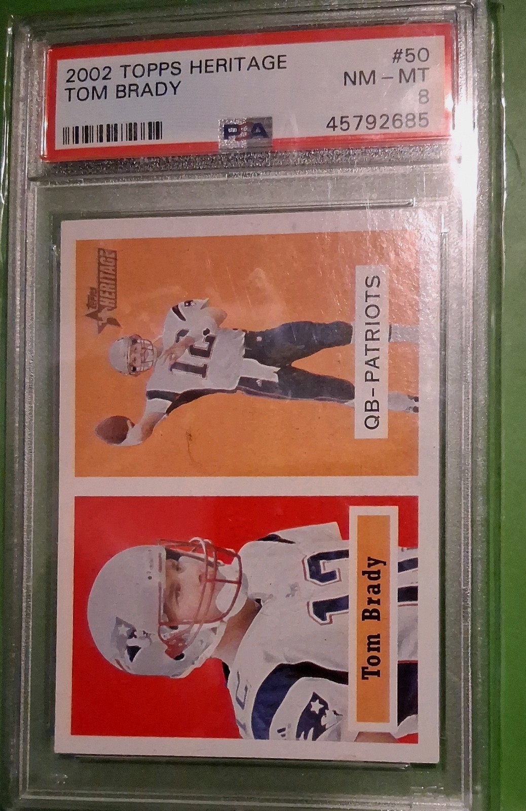 2002 Topps Hertage Tom Brady PSA 8