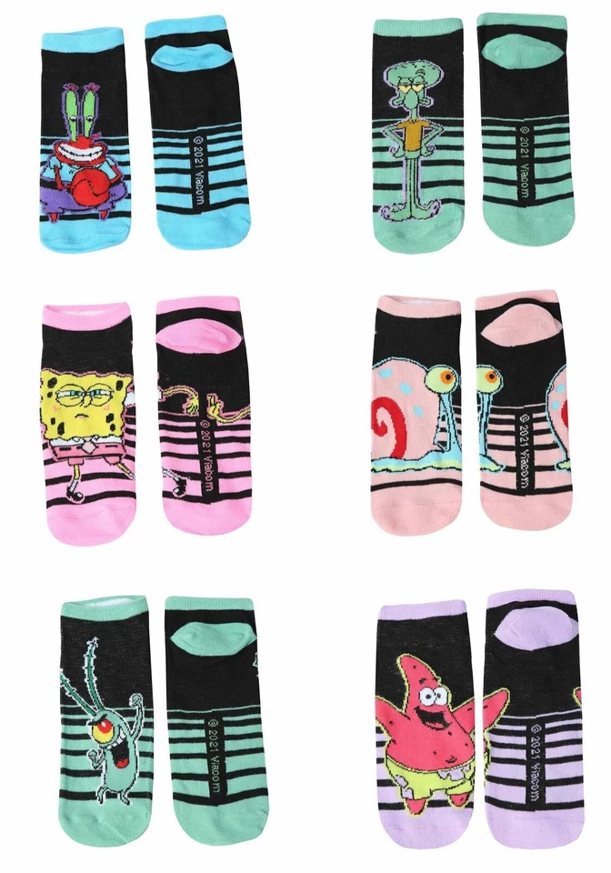 Spongebob Women's Ankle Socks Pack of 6 Pairs - Official Nickelodeon - Image 2 of 4