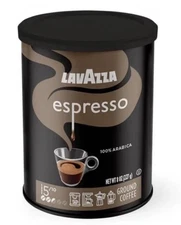 LavAzza Espresso Ground Coffee, Medium Roast, 100% Arabica, 8 oz Tin (9 Tins)