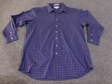 Paul Fredrick Shirt Mens 18 35 purple Classic Fit Non Iron Two Ply Cotton Dress