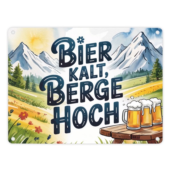 Bier Berge Bayern Metallschild In 15X20 Cm Bier Kalt Text-image