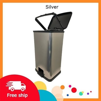 Mainstays Kitchen Trash Can, 13.2 Gallon Plastic Step Garbage Bin with Lid