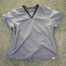 Figs Womens Size L Technical Collection Scrub Top Gray Short Sleeve V Neck