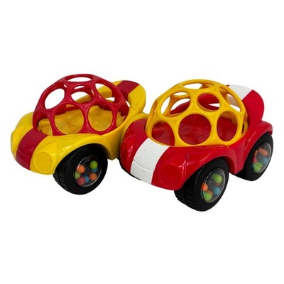 Oball Rattle and Roll Race Cars Lot of 2 Easy Grasp Push Vehicles Baby Toddler