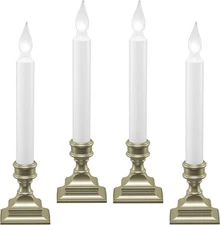 612 Vermont LED Battery Operated Window Candles with Timer, Bright Hot Pewter 