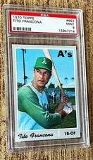 1970 TOPPS #663 TITO FRANCONA PSA 9