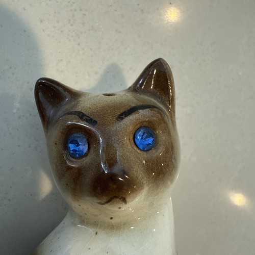 SIAMESE GATTO SALE SHAKER strass blu occhi gioiello ~ Giappone ~ vintage - Foto 7 di 8