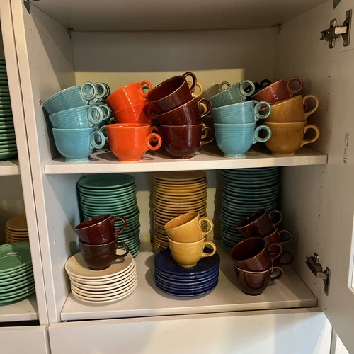 Fiestaware Vintage Teacup + Saucer Set Fiesta HLC USA @Pepper’s Antiques@1930’s@